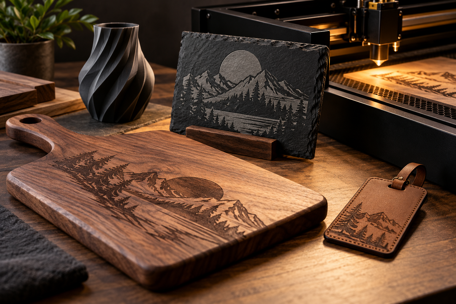 Illustrative concept of custom wood engraving